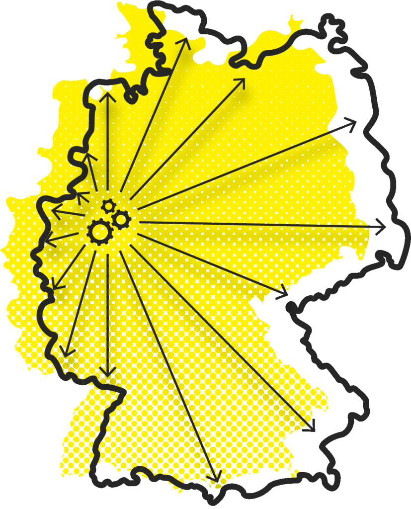 Stilisierte Deutschlandkarte in Gelb.